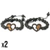Wooden Bracelet Hearts Merbau Stone (Set of 2 items)