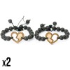 Wooden Bracelet Hearts Anigre Stone (Set of 2 items)