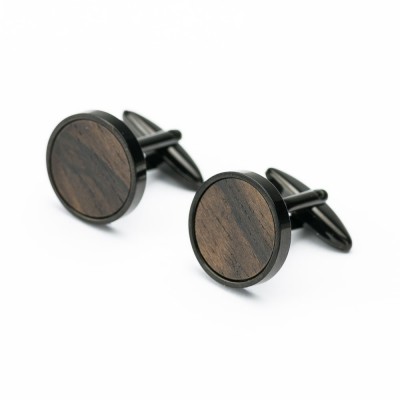 Wooden cufflinks 03 BLACK ZIRICOTE 18MM