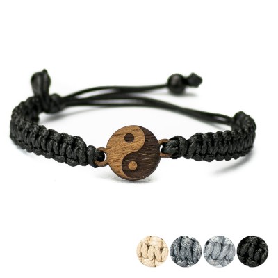 Wooden Bracelet Yin Yang Merbau Cotton