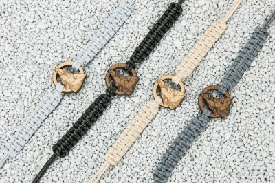 Wooden Bracelet Wolf Geometric Merbau Cotton