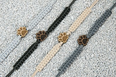 Wooden Bracelet Dog Paw Merbau Cotton