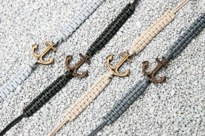 Wooden Bracelet Anchor Anigre Cotton