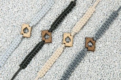 Wooden Bracelet Card Merbau Cotton