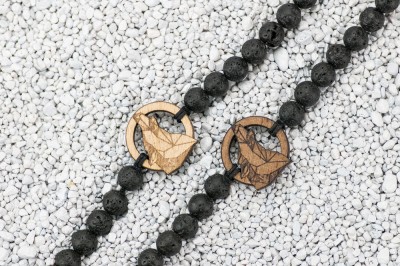 Wooden Bracelet Wolf Geometric Anigre Stone