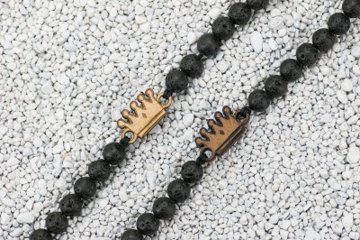 Wooden Bracelet Crown Merbau Stone