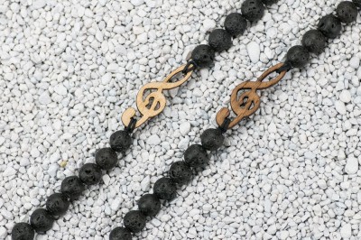Wooden Bracelet Treble Clef Anigre Stone