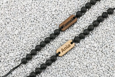 Wooden Bracelet Your Name Merbau Stone (Custom)