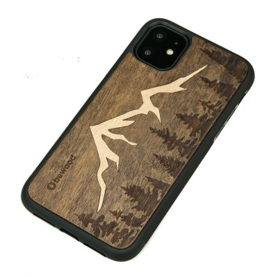 iPhone 11 Mountains Imbuia Wood Case