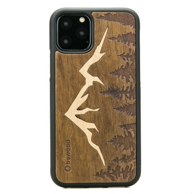 iPhone 11 PRO Mountains Imbuia Wood Case