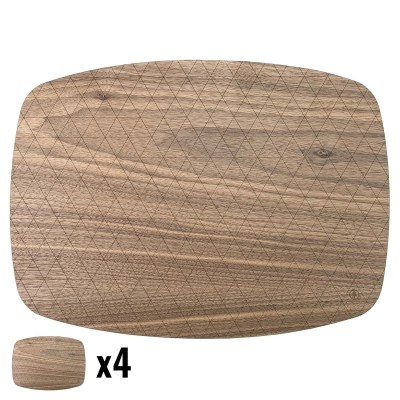 Wooden Table Placemats  Walnut  Big  4pcs