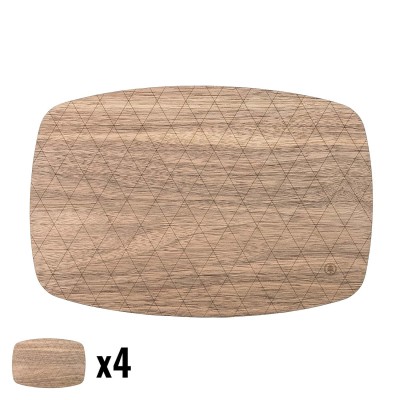 Wooden Table Placemats  Walnut  Medium  4pcs