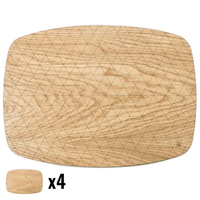 Wooden Table Placemats  Oak  Big  4pcs