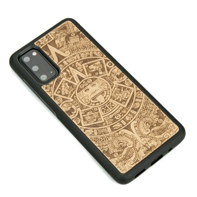 Samsung Galaxy S20 Aztec Calendar Anigre Wood Case