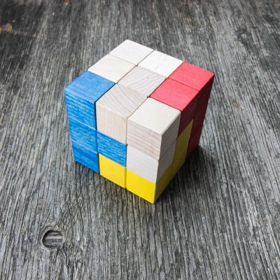 Bewood Wooden Blocks  Colored Logical Cube
