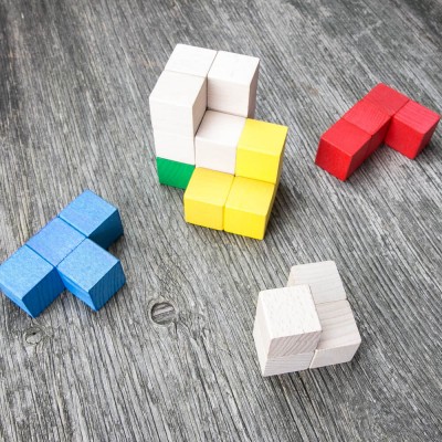 Bewood Wooden Blocks  Colored Logical Cube