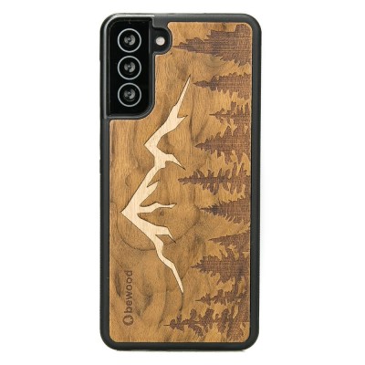 Samsung Galaxy S21 Plus Mountains Imbuia Wood Case