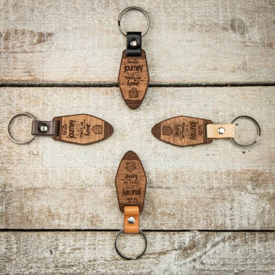 Wooden Keychain Leather Journey Merbau