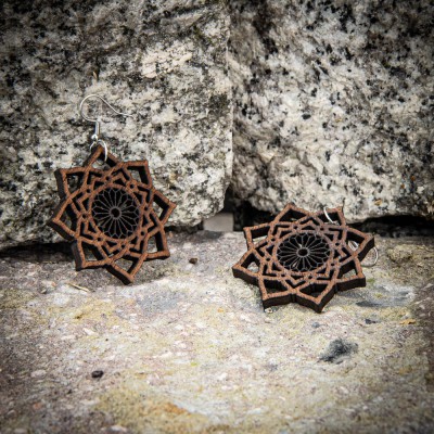 Wooden earrings MANDALA Merbau