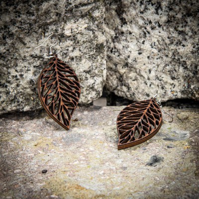 Wooden earrings LEAFS NO 1 Merbau