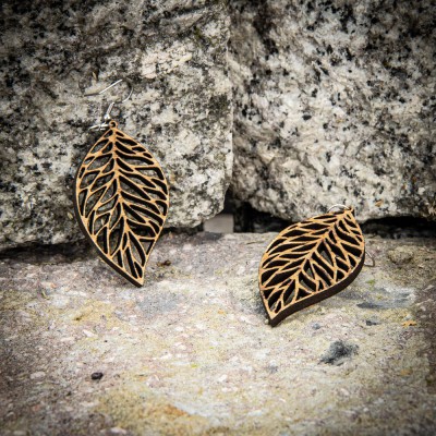 Wooden earrings LEAFS NO 1 Anigre