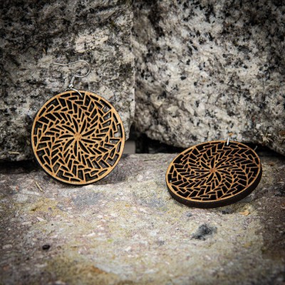 Wooden earrings GEOMETRIC CIRCLE Anigre