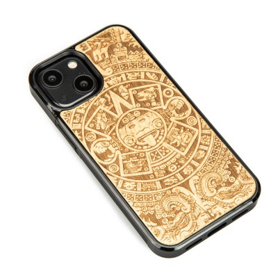 Apple iPhone 13 Mini Aztec Calendar Anigre Wood Case