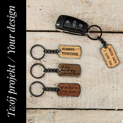 Personalized Bewood Keychain  Your Inscription  Black