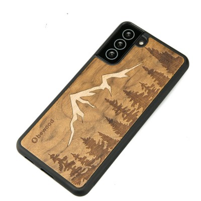 Samsung Galaxy S21 FE Mountains Imbuia Wood Case