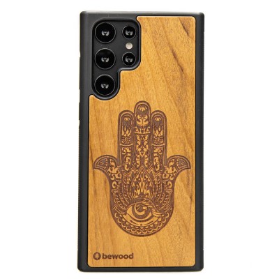 Samsung Galaxy S22 Ultra Hamsa Imbuia Wood Case